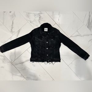 ZARA  distressed  black denim jacket